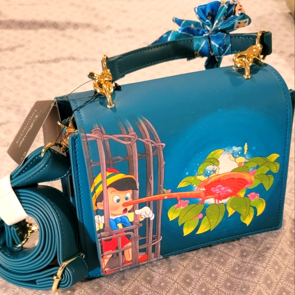 Brand new NWT Loungefly purse Pinocchio teal Jiminy Cricket